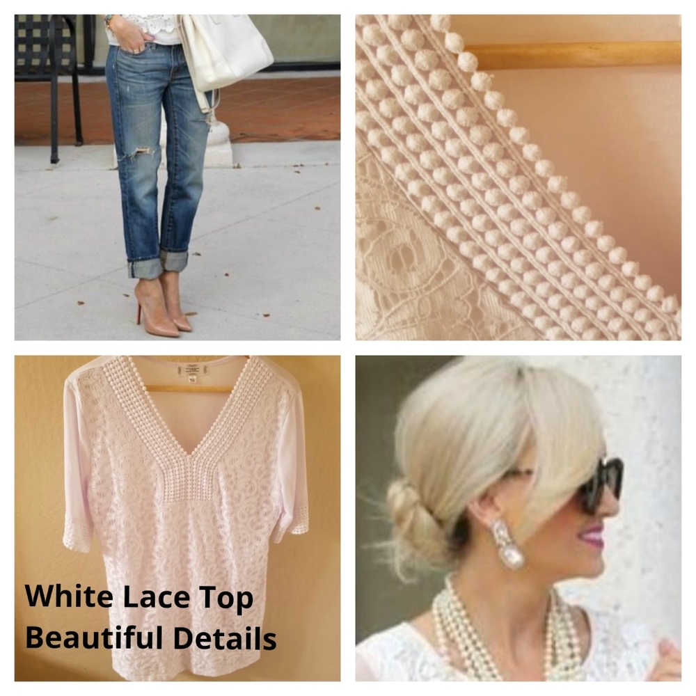 White Lace Blouse Size L